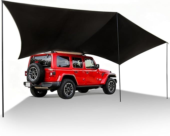 TIMBER RIDGE 19x9.8ft Retractable Vehicle Awning with Blackout Coating Roof Rack Pull-Out Sun Shade Overland Camping, Waterproof Sun Shelter for Car/Truck/Jeep/SUV/Van Grey