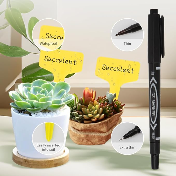 Plant Labels, 200pcs Yellow Tags, Waterproof Outdoor Markers, Plastic Signs for Seedlings, Greenhouse Accessories, Vegetable Garden Supplies