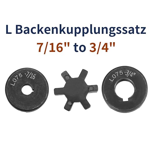 uxcell 7/16" to 3/4" L075 Flexible 3-Piece L-Jaw Coupling Coupler Set & Buna-N NBR Rubber Spider for Log Splitter Hybrid Equipment