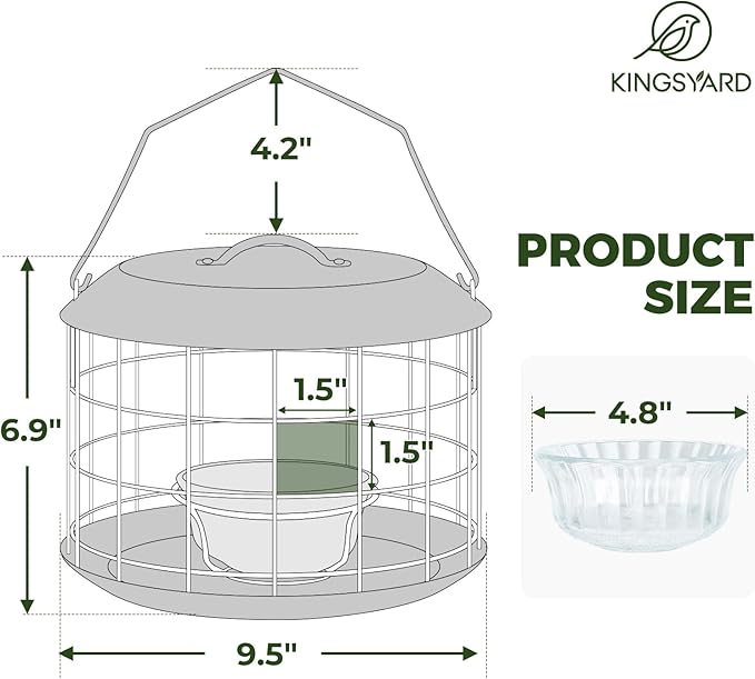 Kingsyard Bluebird Feeders for Outdoors Hanging, All Metal, Cage Mealworm Bird Feeder with Tray, Squirrel Proof & Weatherproof, Easy to Refill & Clean (Blue)