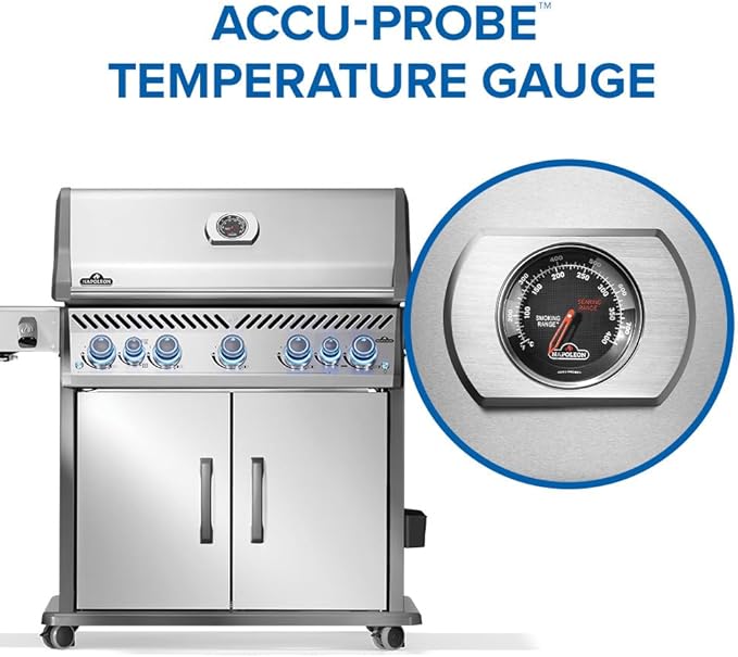 Napoleon Rogue PRO-S 625 Propane Gas Grill with Infrared Side and Rear Burners, Stainless Steel, Durable 7-Burner Ultimate Grilling Experience