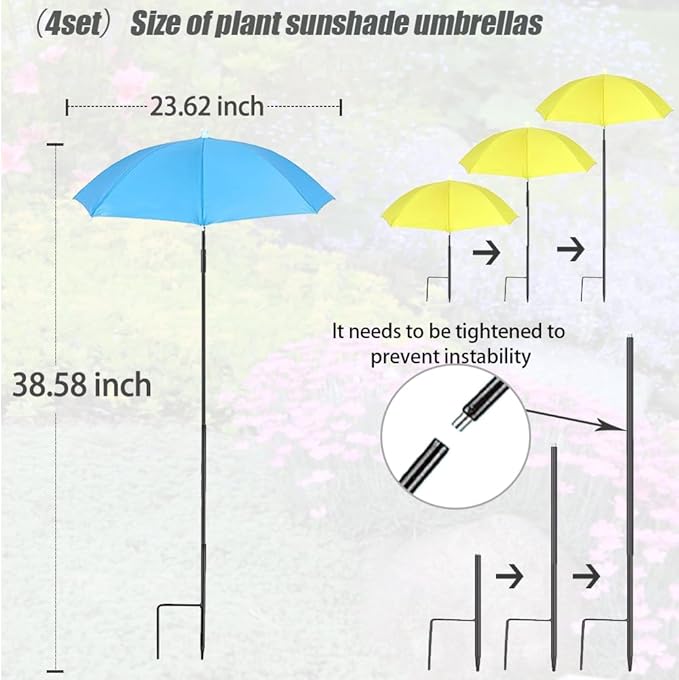 Plant Umbrellas for Outdoor Plants, Garden Umbrella Shade for Plants,Adjustable Height Provides shade cloth for Plants to Protect Their Flowers from Intense Sunlight and Rain(18.8 inches to 35.58 inches)