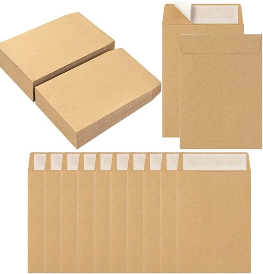 100 Pack Seed Envelopes Self-Adhesive Small Coin Envelopes Seed Storage Packets for Garden, Office or Wedding Gift (Kraft Brown, 3 1/4 ×4 1/2 inches)
