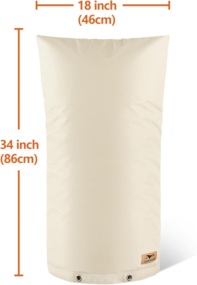 Backflow Preventer Insulation Cover - Water Pipe Insulation Sprinkler Cover for Outside - Insulated Backflow Cover Pouch for Irrigation Back Flow Valve in Winter or Sun Exposure (18" W x 34" H, Sand)