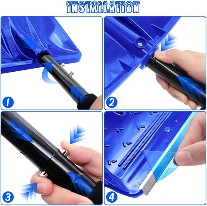 Snow Shovel, New Upgrade Snow Shovels for Car Driveway Snow Removal, Lightweight Portable Adjustable Large Capacity Shovel Perfect for Garden and Emergency(Blue)