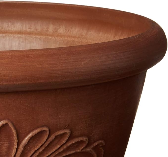 Arcadia Garden Products PSW TA20TC Plastic/Stone/Wood Composite Bulb Pan – No Drainage Hole (Drillable), 8"x3", Terra Cotta Color
