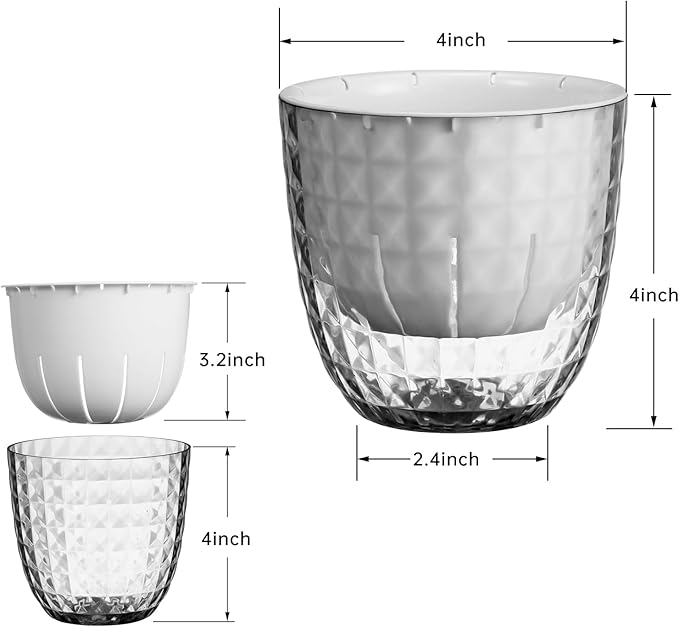 Self Watering Pots for Indoor Plants, Flower Pots, Self Watering Plant Pot-6pcs 4inch Clear
