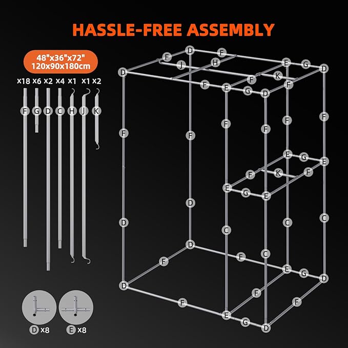 Spider Farmer 2 in 1 4x3 Grow Tent Pro-Grade, 48"x36"x72", with Observation Window and Floor Tray, 1680D Thicken Mylar Canvas, 4x3x6 for Indoor Hydroponic Growing for SF2000Pro, SE3000, G3000