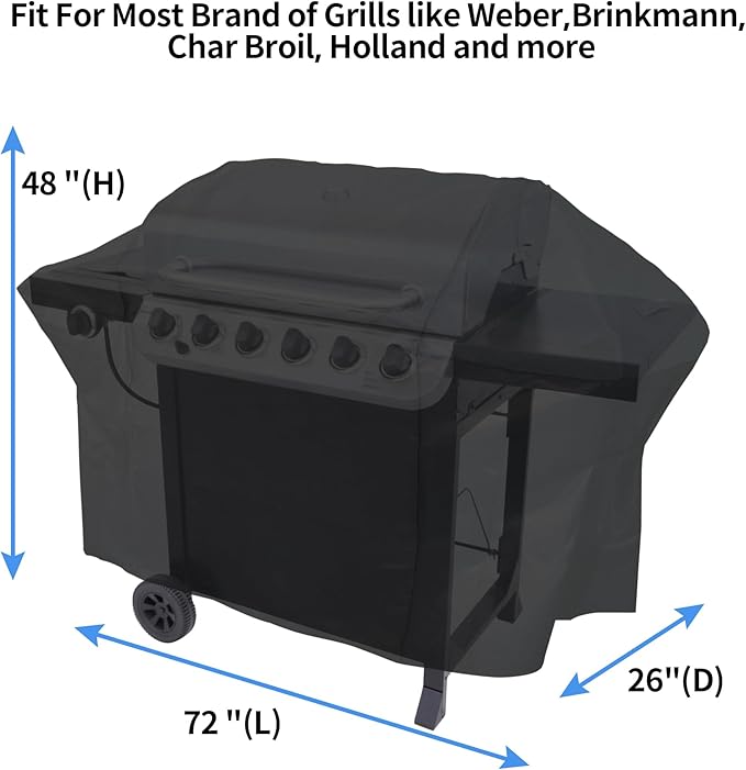 NEXCOVER 72 Inch Grill Cover - 600D Heavy Duty Waterproof and Weather Resistant BBQ Cover for Weber, Char Broil, Nexgrill, Holland - Fade Resistant, Black