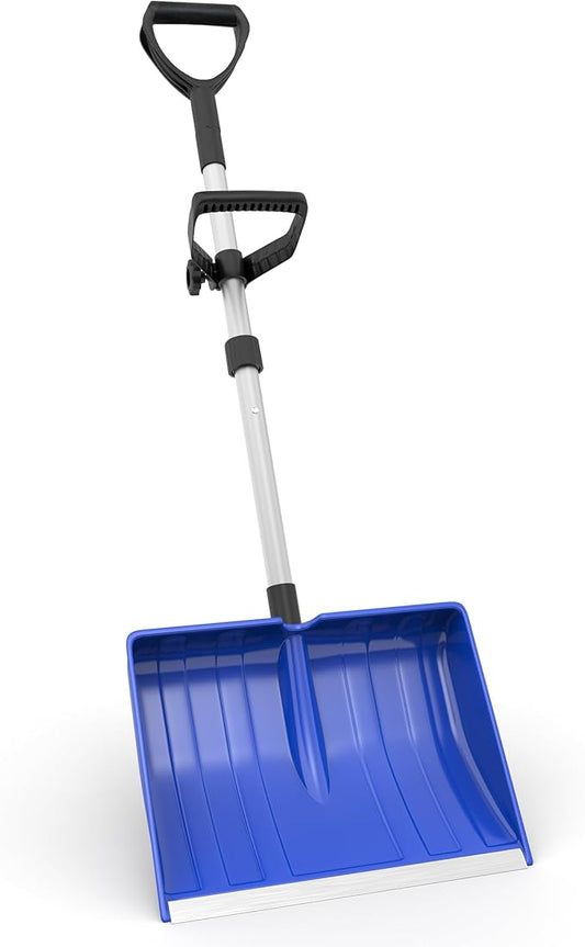 48 Inch Snow Shovel for Driveway Car Garage, Snow Removal with D-Grip Handle Aluminum Strip, Ergonomic Heavy Duty Snow Shovel for Home Garden Outdoor, Blue