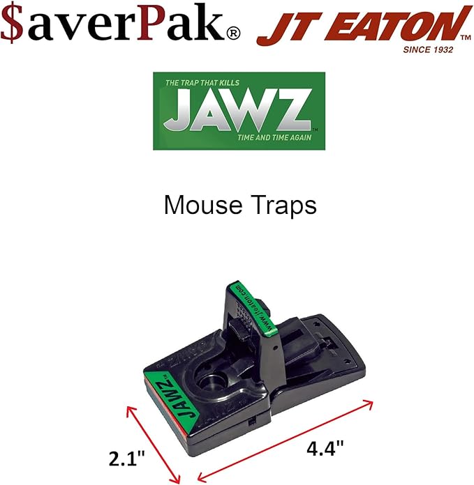 $averPak 2 Pack - Includes 2 JT Eaton Jawz Mouse Traps for use with Solid or Liquid Baits