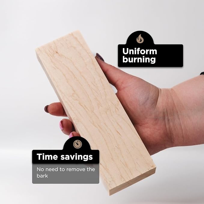 WoodForChef Wood Chips for Smoker and Firewood – Maple Smoking Wood Chunks and Pieces for Grilling, BBQ, Smoker Grill Accessories and Smoking Meat Accessories – Box 16-lbs/900 Cubic Inch, 8’’ Sticks