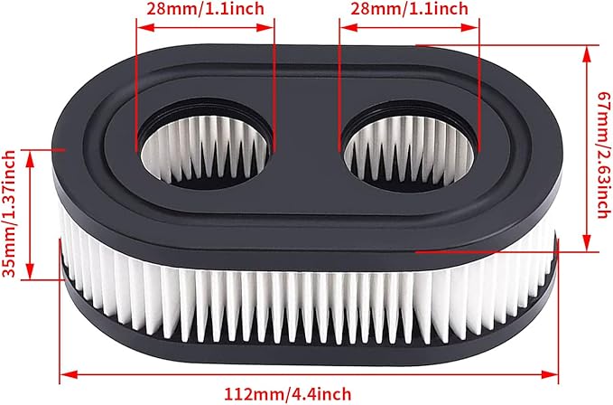 593260 Air Filter with Spark Plug for Lawn Mower, Air Filter Set for 500EX 550E 625EX 725EXi, Replacement Parts for TB110 TB115 TB200 TB230 TB330 TB370 Lawn Mower Engines (2 Air Filter, 2 Spark Plug)