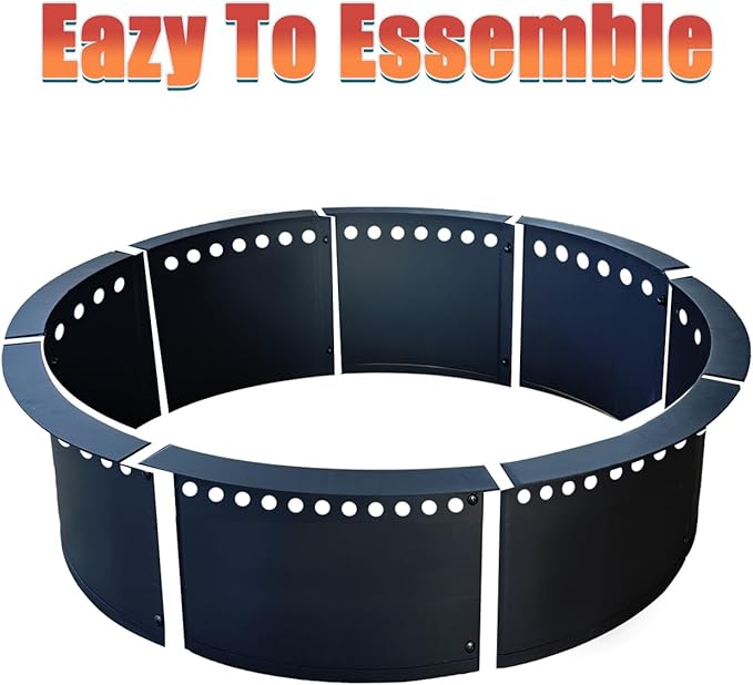 SoulMate Outdoor 40-Inch Outer/36-Inch Inner Fire Pit Ring Smokeless,Duty Solid Metal Steel Round Firepit Rim Insert for DIY Fire Pits, Outdoor Above or In-Ground, Camping Garden Patio Backyard.