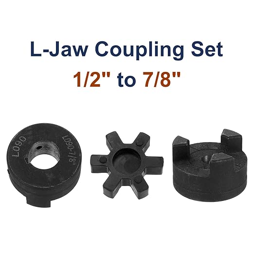 uxcell 1/2" to 7/8" L090 Flexible 3-Piece L-Jaw Coupling Coupler Set & Buna-N NBR Rubber Spider for Log Splitter Hybrid Equipment