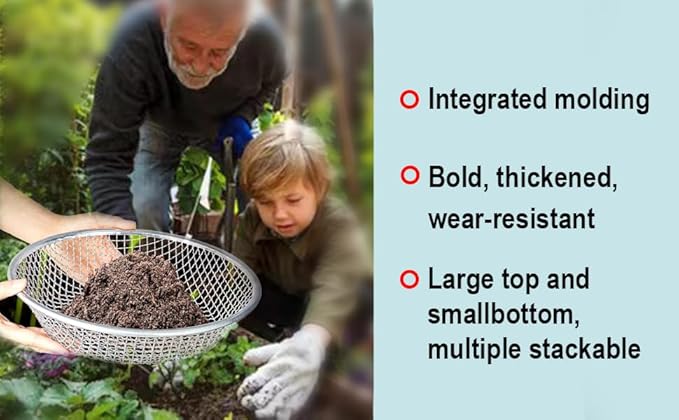 3PCS Soil Sifter for Gardening, Rock Sifter for 5gallon,Compost Sifter Dirt Sifter,Captures Dirt Rocks Sawdust
