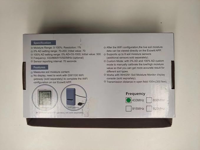ECOWITT WH51 Soil Moisture Sensor Soil Humidity Tester - Accessory Only, Can Not Be Used Alone