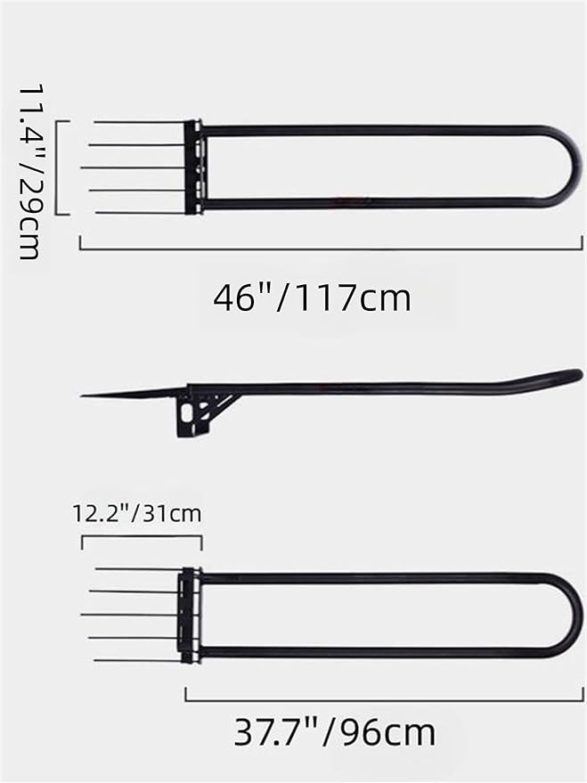 5 Tines Heavy Duty Pitch Fork for Gardening Spading Digging Fork Garden Forged Steel 46“ Long Handled Garden Tool Claw Weeder