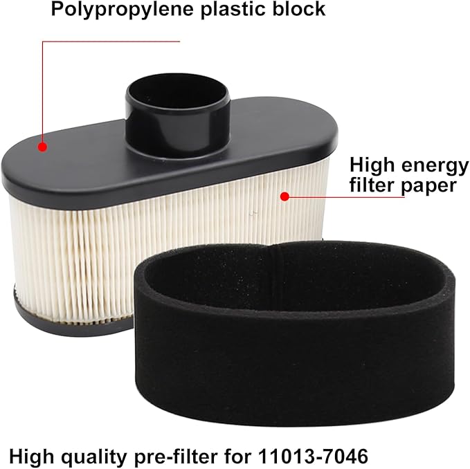 11013-7047 Air Filter Replacement For Kawasaki FR651V FR691V FR730V FS481V FS541V FS600V 4-cycle Engine Cleaner Lawn Mower, MIU12555 Air Filter Replacement For Kawasaki 11013-0752 99999-0384