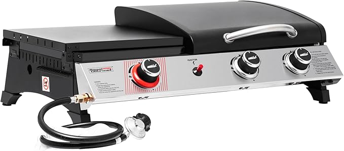 Royal Gourmet PD1305H 3 Burner Propane Gas Grill and Griddle Combo with Lid, 3-in-1 Grill Griddle Combo with 29,000 BTUs Output for Outdoor Cooking, 364 Sq. In. Cooking Area, Silver & Black