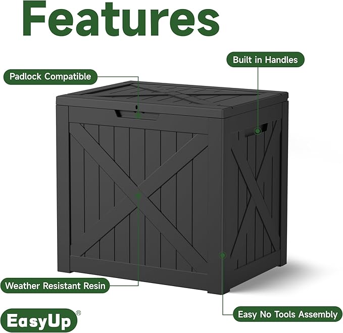 30 Gallon Outdoor Storage Box, Resin Waterproof UV-Resistant Deck Box, Reinforced Stability for Patio, Garden, and Poolside, X-Design Black