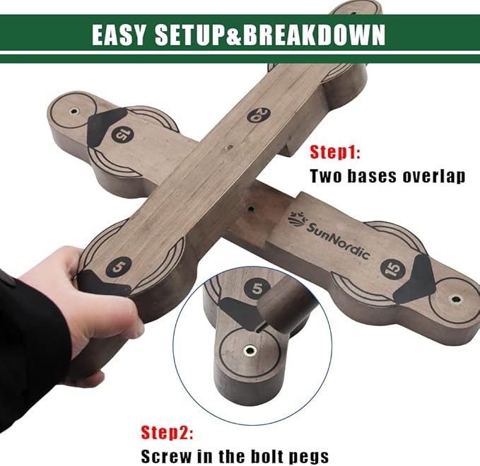 Wooden Ring Toss Game Set, Backyard Beach Camping Game with Toss Rings & Portable Carrying Bag, Outdoor Lawn & Yard Games for Kids, Adults & Family