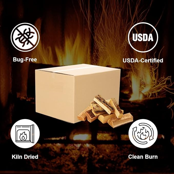 Old Potters Kiln Dried Firewood - Cherry, 1100 Cu. in, 16-18 Logs ~ 8" x 2.5" Logs. Solo Stove and Cooking Wood for Grilling, Smoking, and Firepits, Cherry.