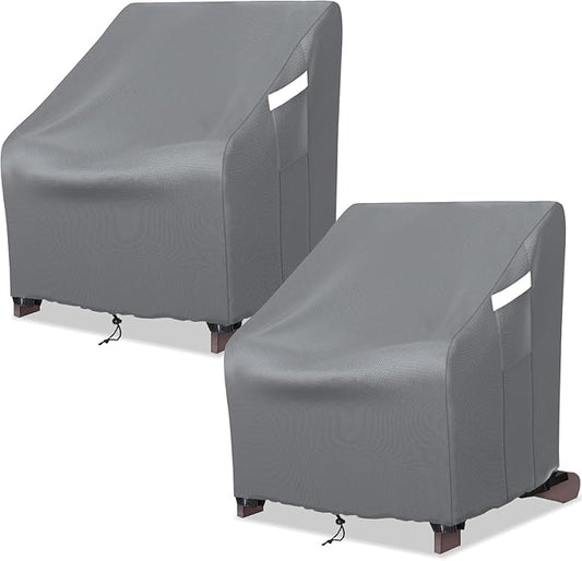 STARTWO Patio Outdoor Chair Covers 2 Pack, Outdoor Furniture Covers Waterproof adapter for Lawn Lounge Seat, Wicker, Swivel, Adirondack,Rocking Chairs,33W x 35D x 38.5H inch,Grey