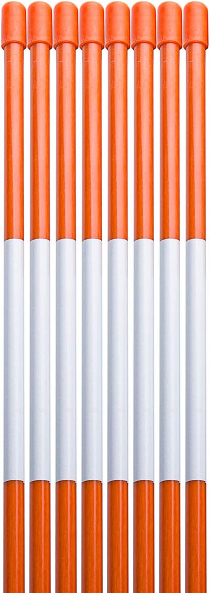 Sunnyglade 50PCS 48 Inch Driveway Marker Set 1/4 Inch Dia Fiberglass Reflective Snow Stakes with Steel Drill Bit & Protection Gloves for Parking Lots, Walkways(50, 1/4 Inch)