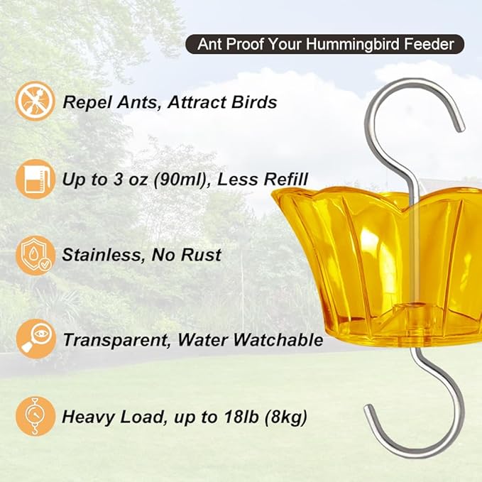 Ant Moat for Hummingbird Feeder - 3 OZ x 4 Pack Insect Guard with Large Capacity (Orange)