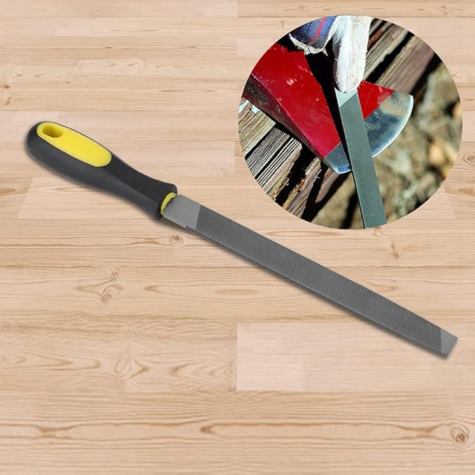 8in Flat Mill File, Smooth Blade with Ergonomic Handle, T12 carbon tool steel Edge Metal File Sharpening for Drills and All Edge, Lawn Mower Blade, Garden Shears, Chisels, etc