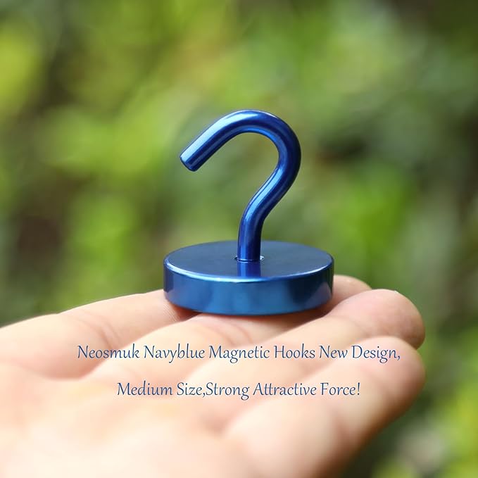 Neosmuk Magnetic Hooks, Cruise Ship Essentials, 120lb+ Heavy Duty Magnetic Hooks for Cruise Cabins, Refrigerator, Grill, Hanging, and Travel | Extra Strong Must-Haves Magnet Hook,Navyblue, Pack of 10