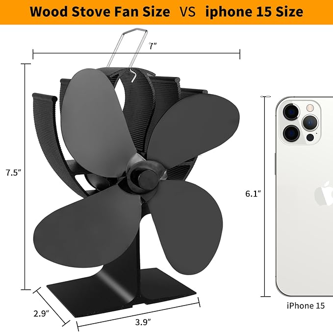 Wood Stove Fan Fireplace 4 Blade Heat Powered Stove Fans for Woods Log Wood Burner Fireplace Eco Friendly Fan for Home