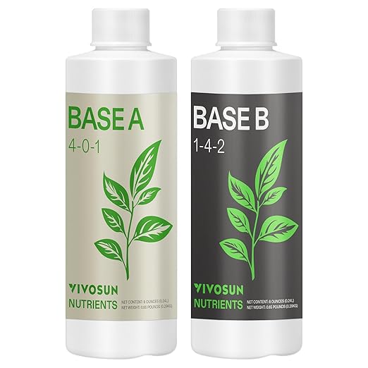 VIVOSUN Liquid Nutrients Base A & B Bundle, Grow Big Hydroponic Fertilizer, Supports Vegetative and Flowering Stages for Outdoor, Indoor Plants, Best Plant Food, Set of 8oz