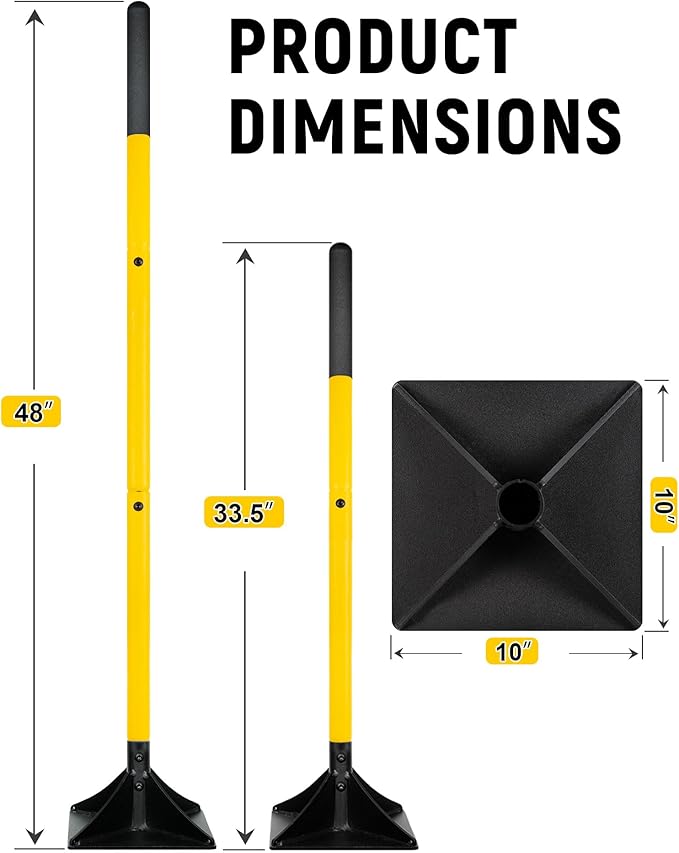 10"x10" Steel Tamper with 48" Handle, Heavy Duty Hand Compactor Tool for Leveling Soil, Gravel, Sand, Asphalt, Ground, Paver, Driveway, Garden, Yard, and Blacktop Repair