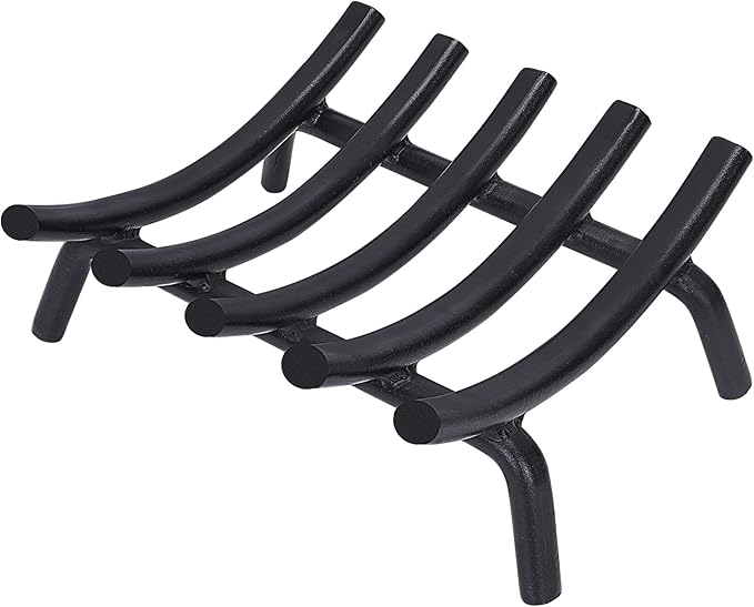Fireplace Grate 14 Inch Solid Round Steel 3/4" Bar -Heavy Duty Wrought Cast Iron Indoor Outdoor Firewood Stove Log Holder Rack Wood Burning Fireplace Accessories, Camping, Chimney, Hearth Tools