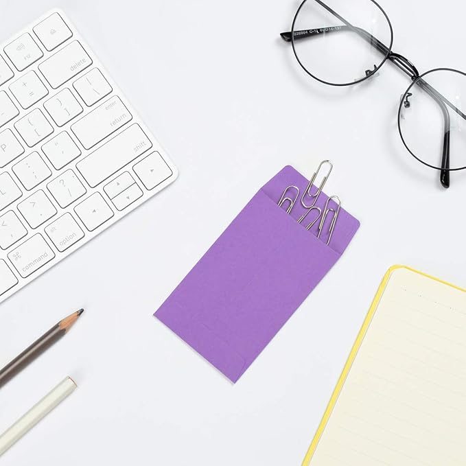 100 Pieces Colorful Small Coin Envelopes Self-Adhesive Seed Envelopes Mini Parts Small Items Storage Packets Envelopes for Garden, Office or Wedding Gift (2.25×3.5 inch)