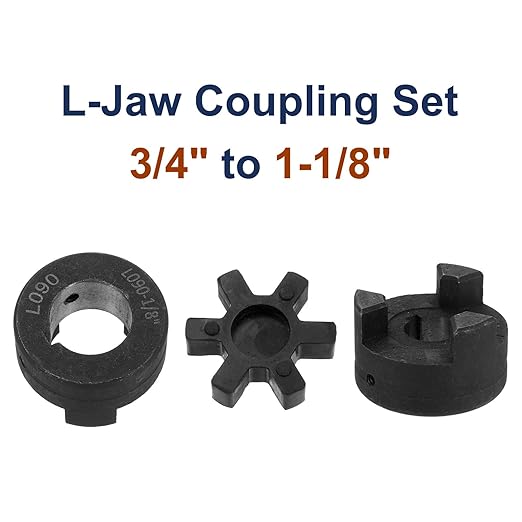 uxcell 3/4" to 1-1/8" L090 Flexible 3-Piece L-Jaw Coupling Coupler Set & Buna-N NBR Rubber Spider for Log Splitter Hybrid Equipment