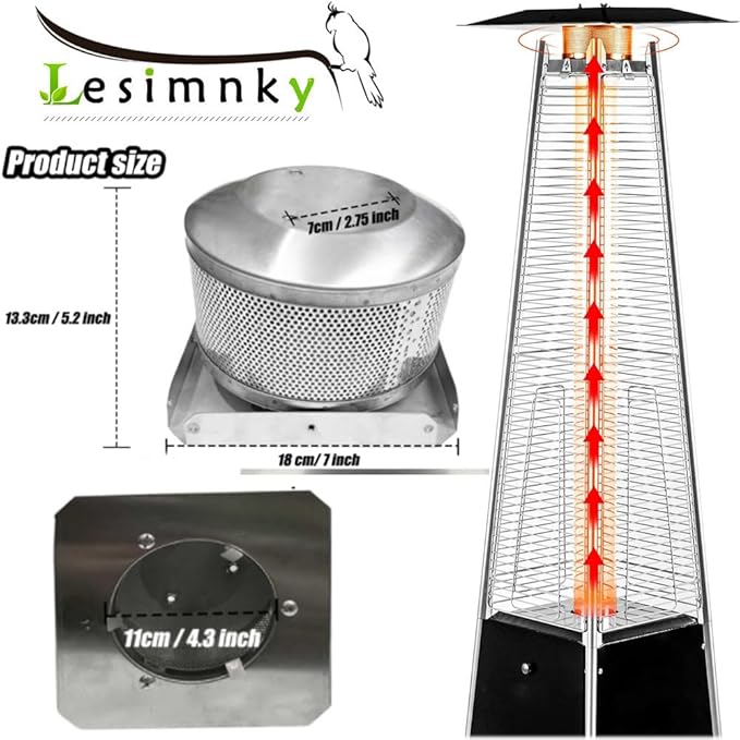 Patio Heater Burner Emitter Screen & Base 4-Sided Pyramid Patio Heater Replacement Parts 304 Stainless Steel, Burning Net Heating Parts Applied to Most Square Glass Heater (Burner Screen & Base)