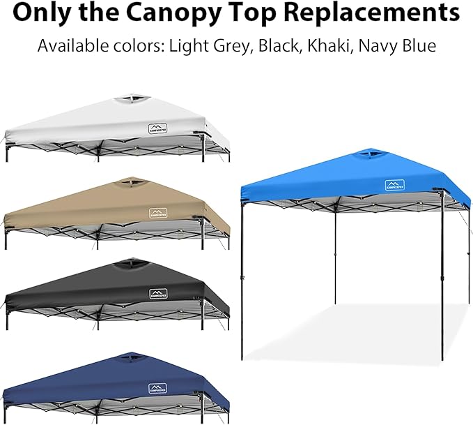 KAMPKEEPER Replacement Top Pop Up Canopy Tent Cover Roof with Air Vent and Adjustable Elastic Strap, Polyester UV Waterproof for Outdoor Garden Patio Sun Shade(Top Only) (Light Blue, 10x10FT)