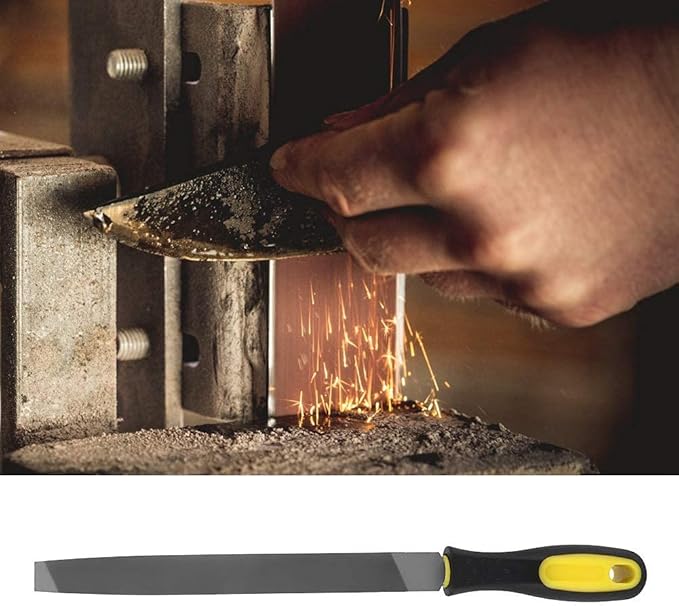 8in Flat Mill File, Smooth Blade with Ergonomic Handle, T12 carbon tool steel Edge Metal File Sharpening for Drills and All Edge, Lawn Mower Blade, Garden Shears, Chisels, etc