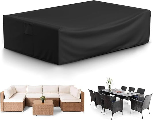 Gasadar Patio Furniture Covers, Outdoor Furniture Cover Waterproof, 600D Heavy Duty, 98"X78"X32", Black
