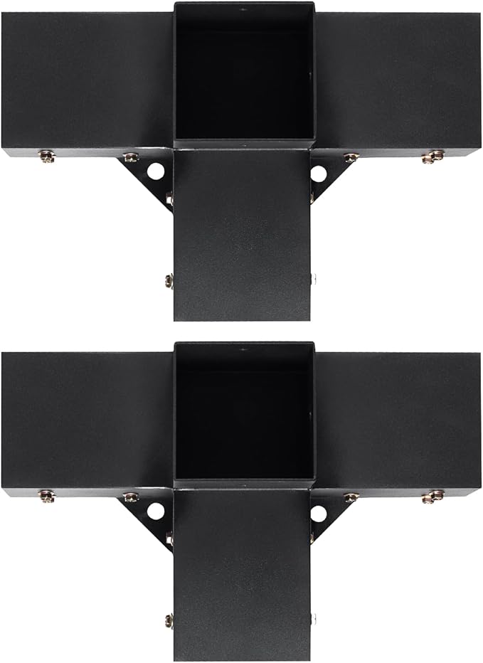 VEVOR Pergola Bracket Kit 4''x4''(Inner Size 3.6x3.6), 2pcs 4-Way Heavy Duty Corner Bracket Woodworks DIY Post Base Kit, Easy Installation Wooden Beams for Gazebos, Patio Pergolas, Log Cabin