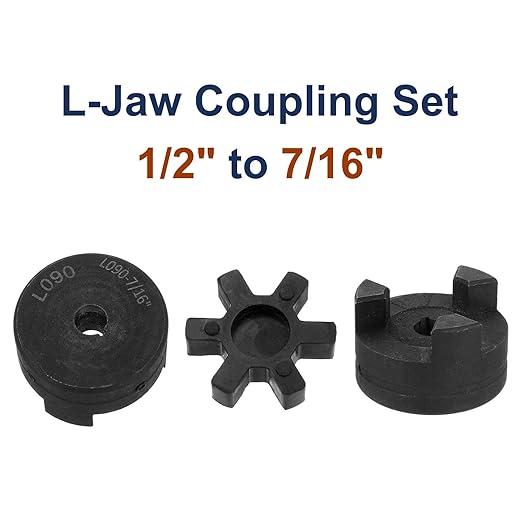 uxcell 1/2" to 7/16" L090 Flexible 3-Piece L-Jaw Coupling Coupler Set & Buna-N NBR Rubber Spider for Log Splitter Hybrid Equipment