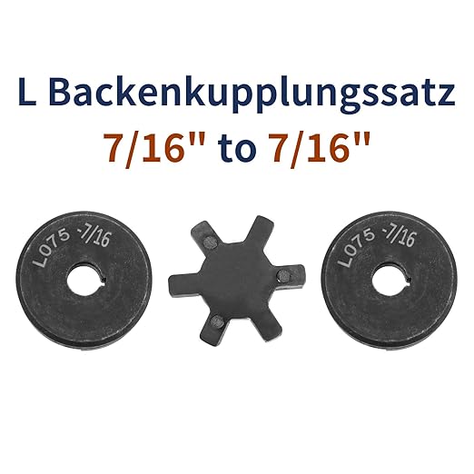 uxcell 7/16" to 7/16" L075 Flexible 3-Piece L-Jaw Coupling Coupler Set & Buna-N NBR Rubber Spider for Log Splitter Hybrid Equipment