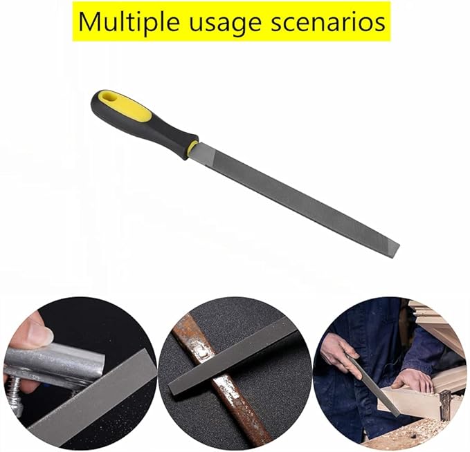 8in Flat Mill File, Smooth Blade with Ergonomic Handle, T12 carbon tool steel Edge Metal File Sharpening for Drills and All Edge, Lawn Mower Blade, Garden Shears, Chisels, etc