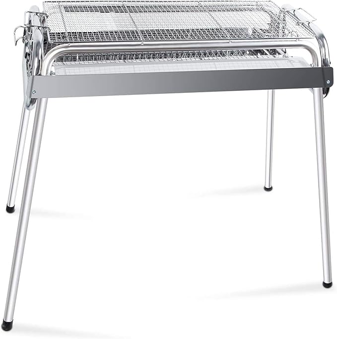 Charcoal Grill, Barbecue Charcoal Grill, Outdoor Stainless Steel Smoker BBQ grill for Outdoor Cooking Camping Picnics Beach 336 Square Inches