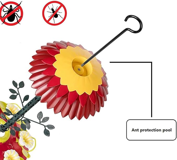 3 Pcs Hummingbird Feeder Umbrellas with Ant Moat, Skaithee 8" Baffles for Bird Feeder with Ant Guard & Shepherd Hooks, Bright Colors Attract More Birds & Anti Sun/Rain/Snow/Ants (3 Pcs 8 inches 20cm)