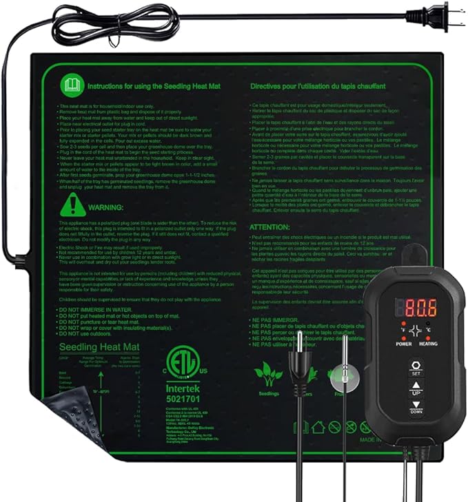 20"x 20" Seedling Heat Mat with Digital Thermostat Combo Set,ETL Certified and Durable Waterproof Warm Hydroponic Heat Mat for Germination,Indoor Gardening,Brewing and Greenhouses