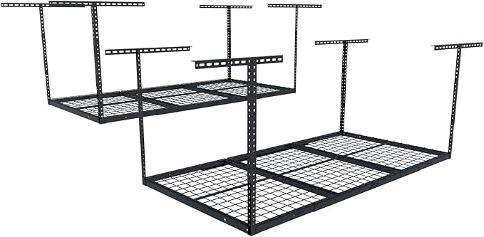 FLEXIMOUNTS 2 Pack 3x6 Overhead Garage Storage Adjustable Ceiling Rack 72" Length x 36" Width x 40" Height, 900lbs Total Weight Capacity, Black